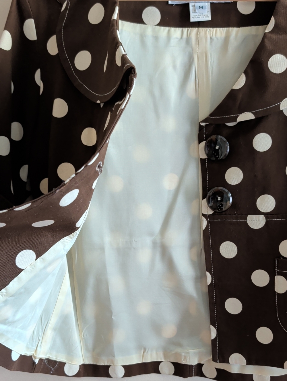 Beeboo & Wally NY Brown Polka Dot Crop Jacket with Contrast White Dots - Picture 4 of 9